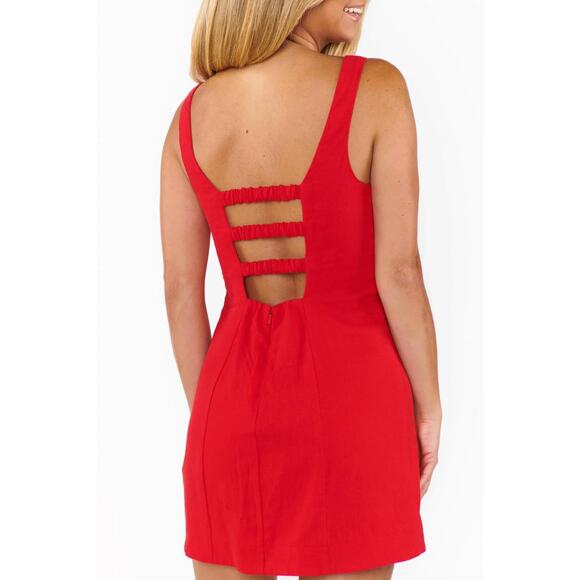 NEW SHOW ME YOUR MUMU steph mini dress in red linen - Picture 3 of 7